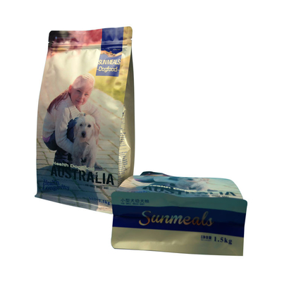 Saco de embalagem de fundo plano selado por calor para gatos e cães